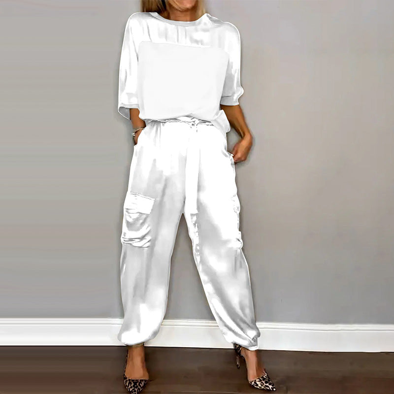 Kvinders sommer cool satin afslappet 2-delt