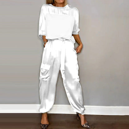 Kvinders sommer cool satin afslappet 2-delt
