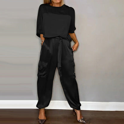 Kvinders sommer cool satin afslappet 2-delt