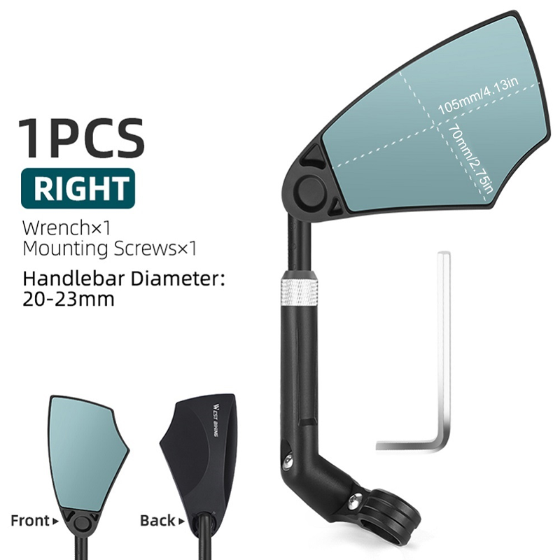 Specchietto retrovisore per bicicletta con regolazione a 360° per manubrio